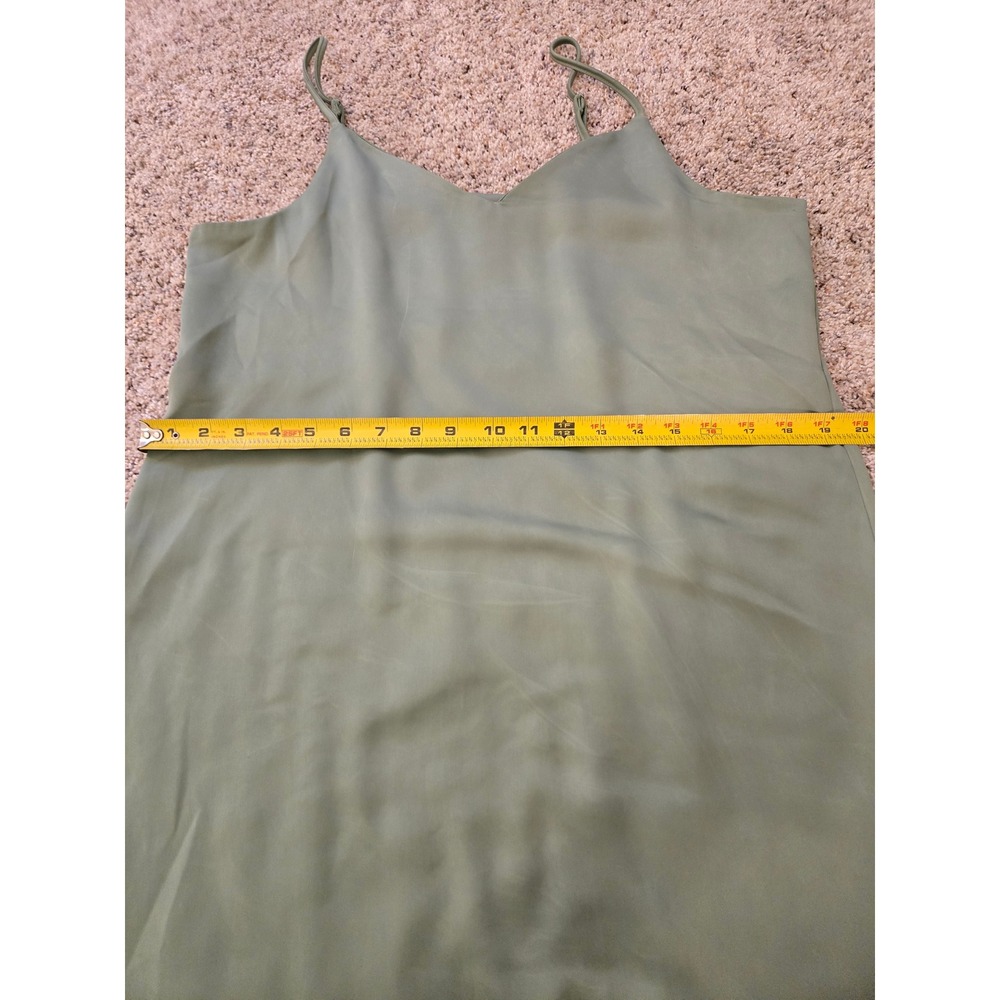 JJXX Sage Green Satin Midi Slip Dress V-Neck Adjustable Straps Size L - Picture 8 of 11